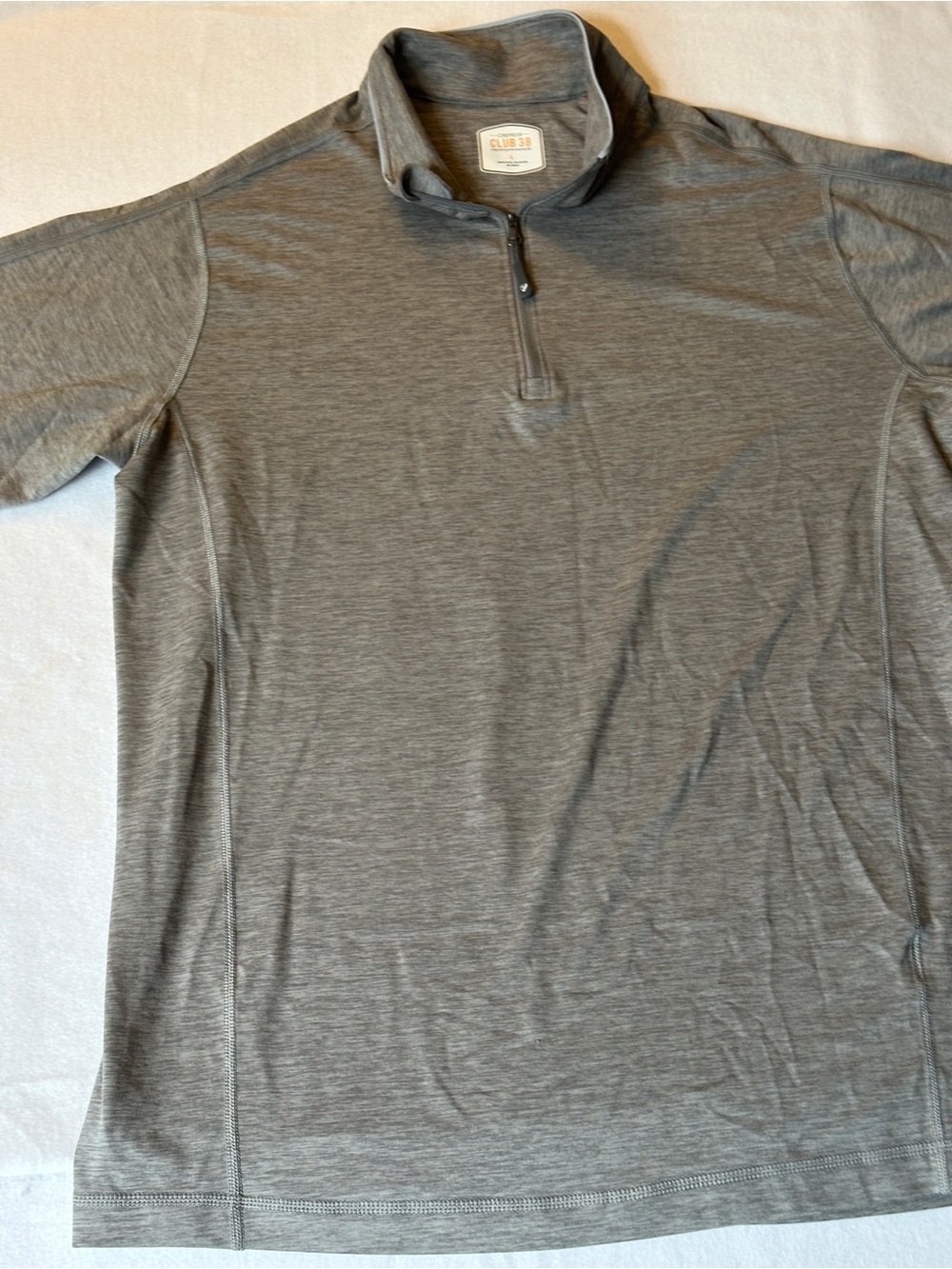 Cremieux Club 38 Performance Gray Quarter Zip Pullover Men L Elbow Patch